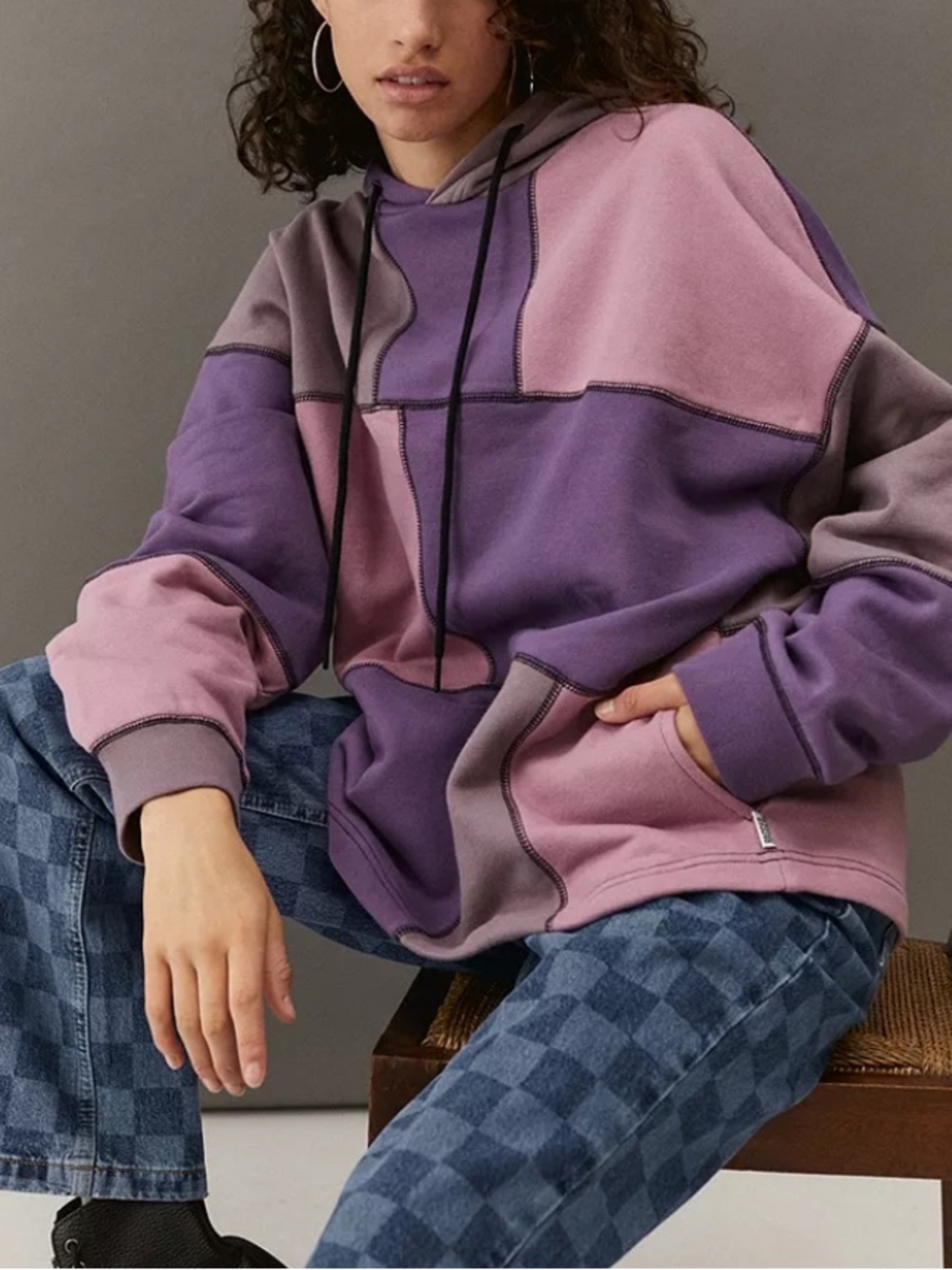 The Ragged Priest Oversized Patchwork Hoodie